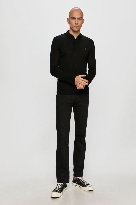 AllSaints - Лонгслів Mode Merino LS Polo колір чорний фото 2
