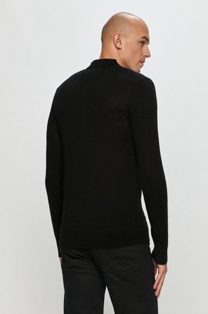 AllSaints - Лонгслів Mode Merino LS Polo колір чорний фото 3