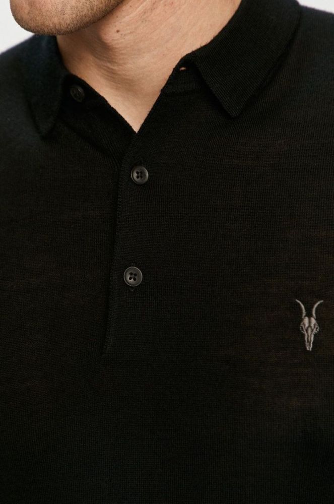 AllSaints - Лонгслів Mode Merino LS Polo колір чорний фото 5