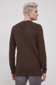 Бавовняний светер Solid чоловічий колір коричневий легкий (1904042)