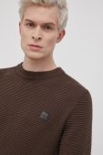 Бавовняний светер Solid чоловічий колір коричневий легкий (1904042)