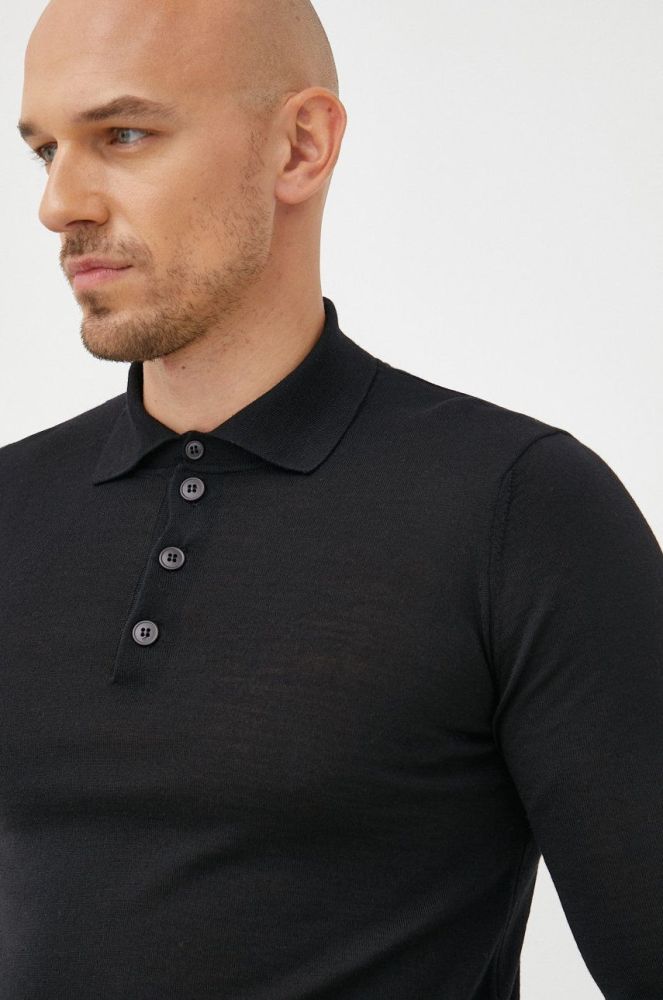 Вовняний светр Emporio Armani чоловічий колір чорний легкий (2687245)