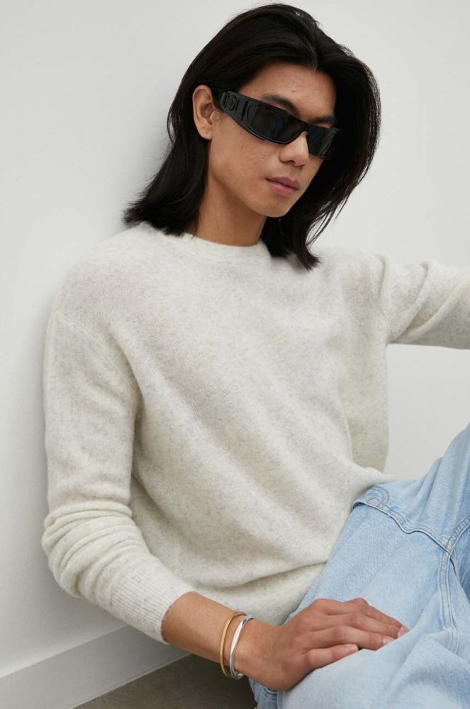 Вовняний светр American Vintage чоловічий колір сірий легкий (3321479)