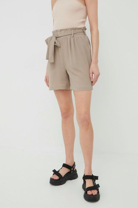 Шорти Pieces жіночі колір бежевий однотонні висока посадка
