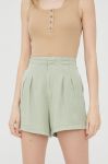 Шорти Vero Moda жіночі колір зелений однотонні висока посадка