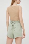 Шорти Vero Moda жіночі колір зелений однотонні висока посадка