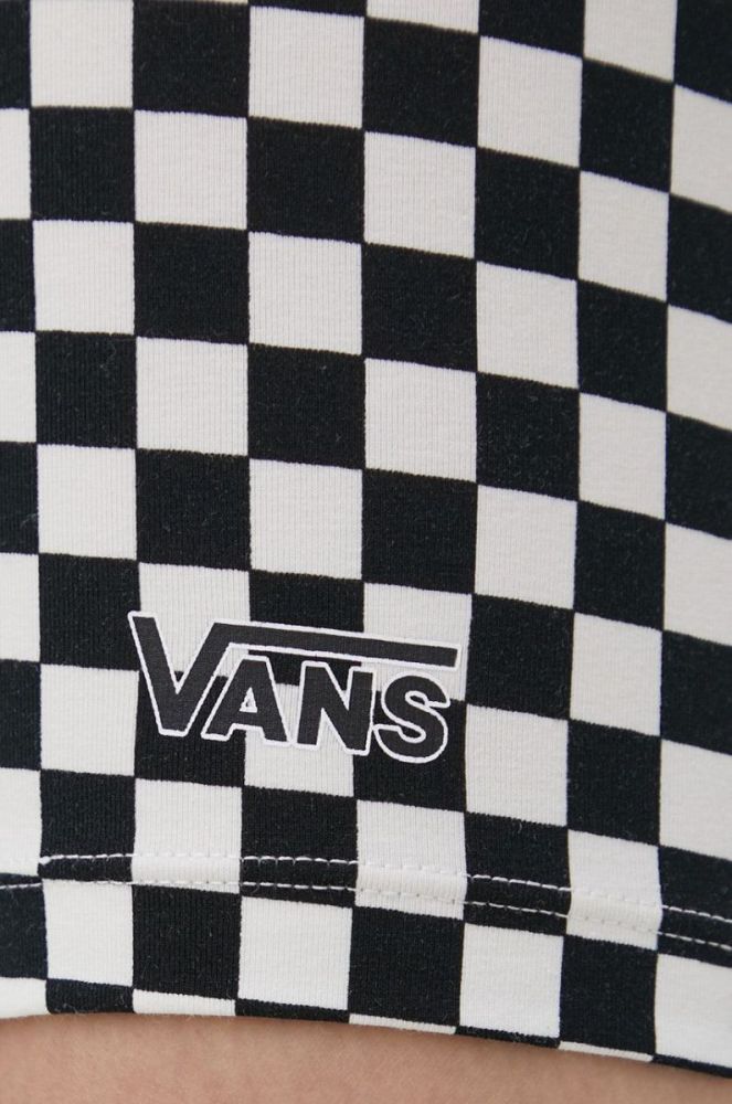 Бавовняні шорти Vans жіночі візерунок висока посадка VN0A7PNE56M1-BLACKWHITE колір барвистий фото 4