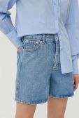 Джинсові шорти Gestuz жіночі однотонні висока посадка колір блакитний