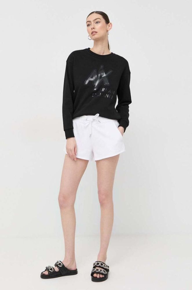 Шорти Armani Exchange жіночі колір білий однотонні висока посадка (3127305) фото 2