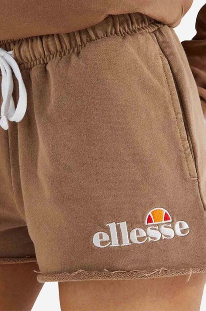 Бавовняні шорти Ellesse Colieur колір коричневий з аплікацією середня посадка SGM14015-PINK фото 3