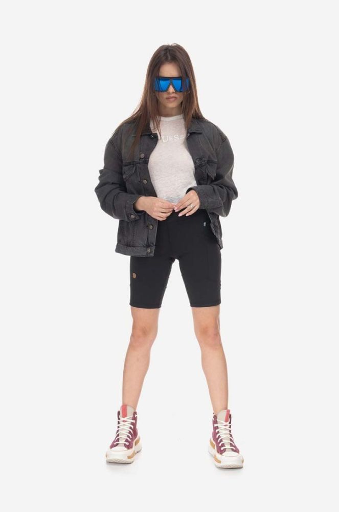 Шорти Fjallraven Abisko Short Tights F87138 550 жіночі колір чорний однотонні висока посадка F87138.550-550 фото 4