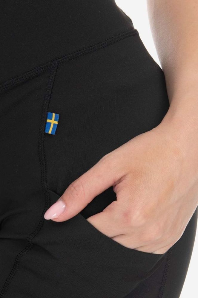 Шорти Fjallraven Abisko Short Tights F87138 550 жіночі колір чорний однотонні висока посадка F87138.550-550 фото 5