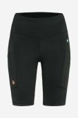 Шорти Fjallraven Abisko Short Tights F87138 550 жіночі колір чорний однотонні висока посадка F87138.550-550