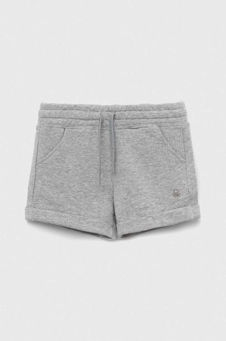 Дитячі бавовняні шорти United Colors of Benetton колір сірий однотонні регульована талія (3232957)