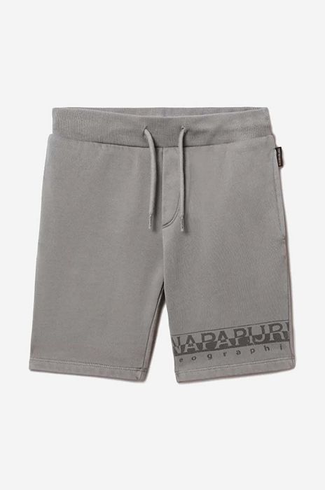 Дитячі бавовняні шорти Napapijri N-Saleina колір сірий з принтом