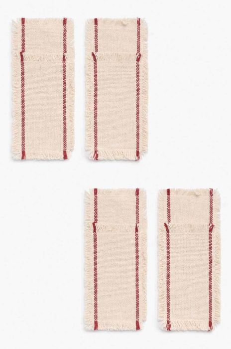 Набір чохлів для столових приладів Calma House Ploma 4-pack колір червоний