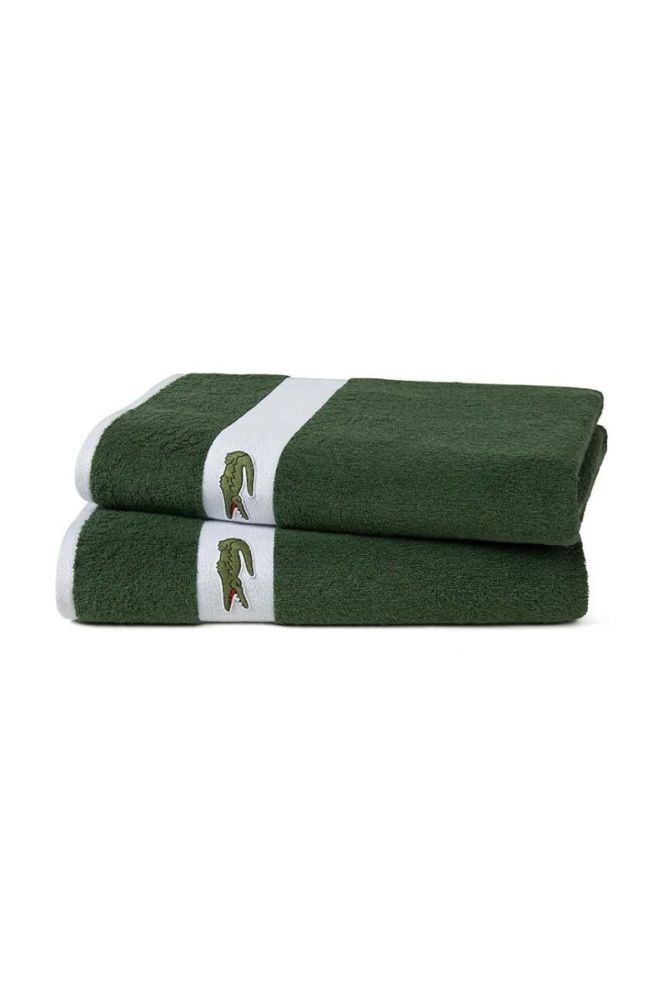 Бавовняний рушник Lacoste колір зелений (2950668) фото 2