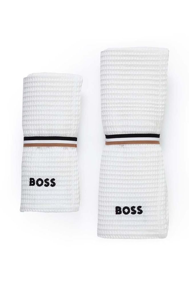 Маленький бавовняний рушник Hugo Boss Waffle Handtowel 50 x 100 cm колір білий фото 3