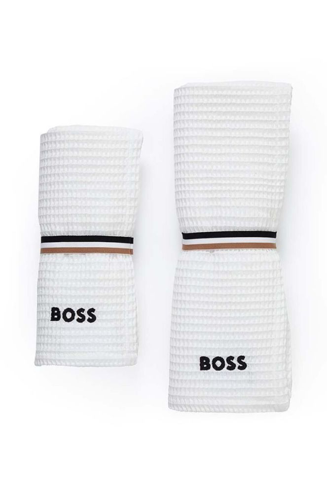 Середній бавовняний рушник Hugo Boss Waffle Handtowel 50 x 100 cm колір білий фото 3