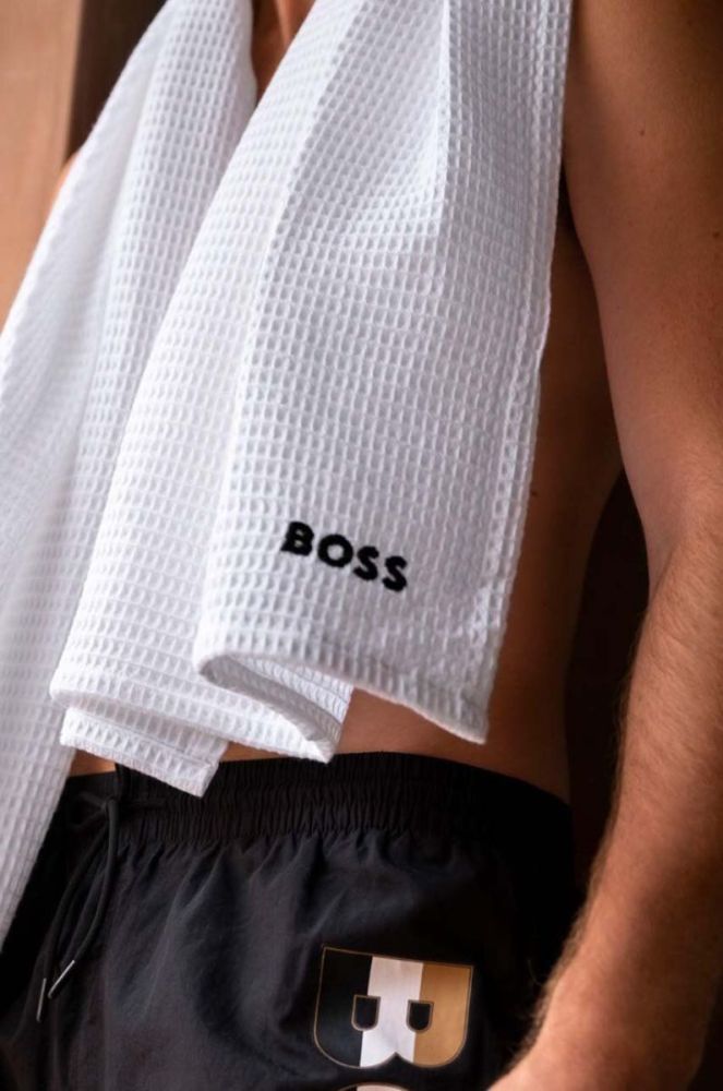 Середній бавовняний рушник Hugo Boss Waffle Handtowel 50 x 100 cm колір білий фото 4