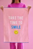 Бавовняний кухонний рушник Rice x Smiley колір рожевий (3423083)