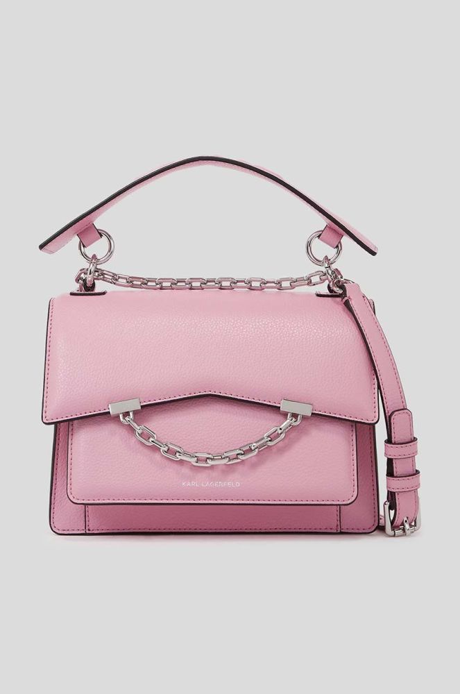 Шкіряна сумочка Karl Lagerfeld колір рожевий (3347065)