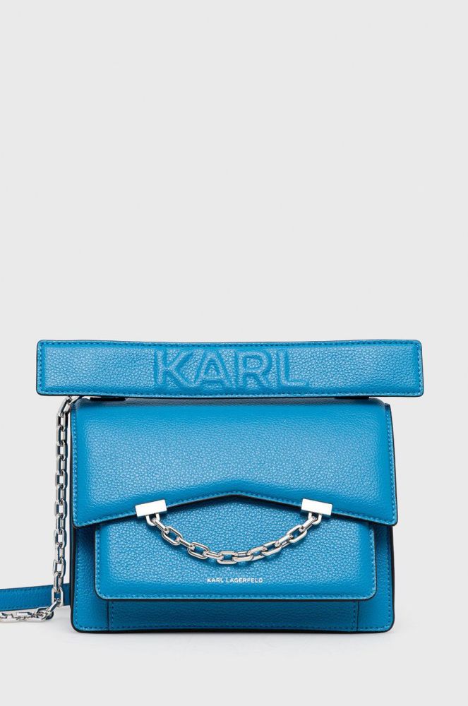 Шкіряна сумочка Karl Lagerfeld колір блакитний (2668316)