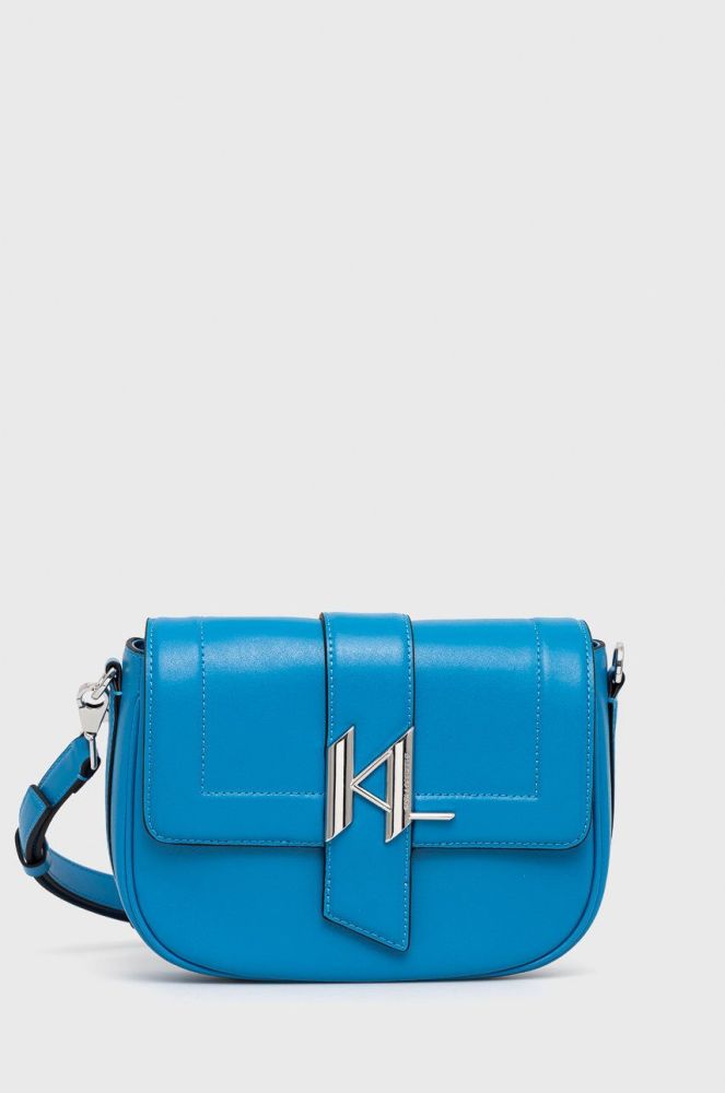 Шкіряна сумочка Karl Lagerfeld колір блакитний (2664529)