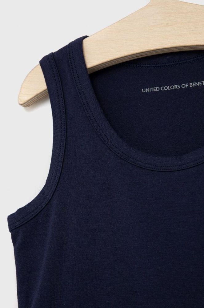 Дитячий топ United Colors of Benetton (2-pack) колір синій однотонний фото 4