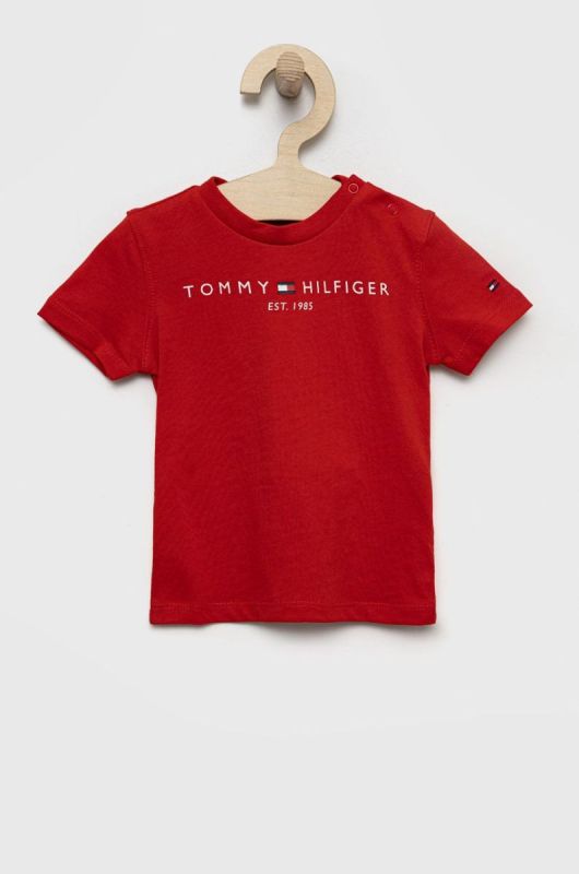 Дитяча бавовняна футболка Tommy Hilfiger колір червоний з принтом (2557961)