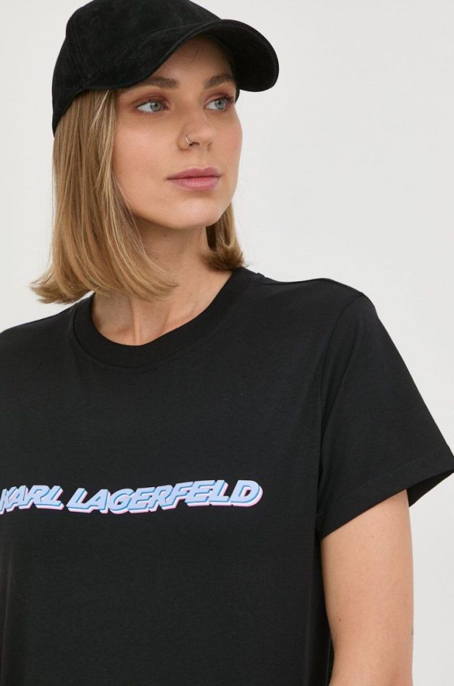 Бавовняна футболка Karl Lagerfeld колір чорний фото 5