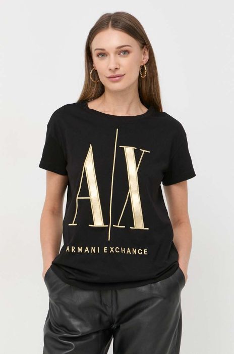 Бавовняна футболка Armani Exchange колір чорний (3143660)