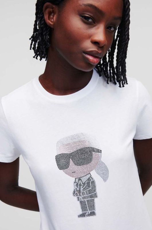 Бавовняна футболка Karl Lagerfeld колір білий (3098228) фото 2