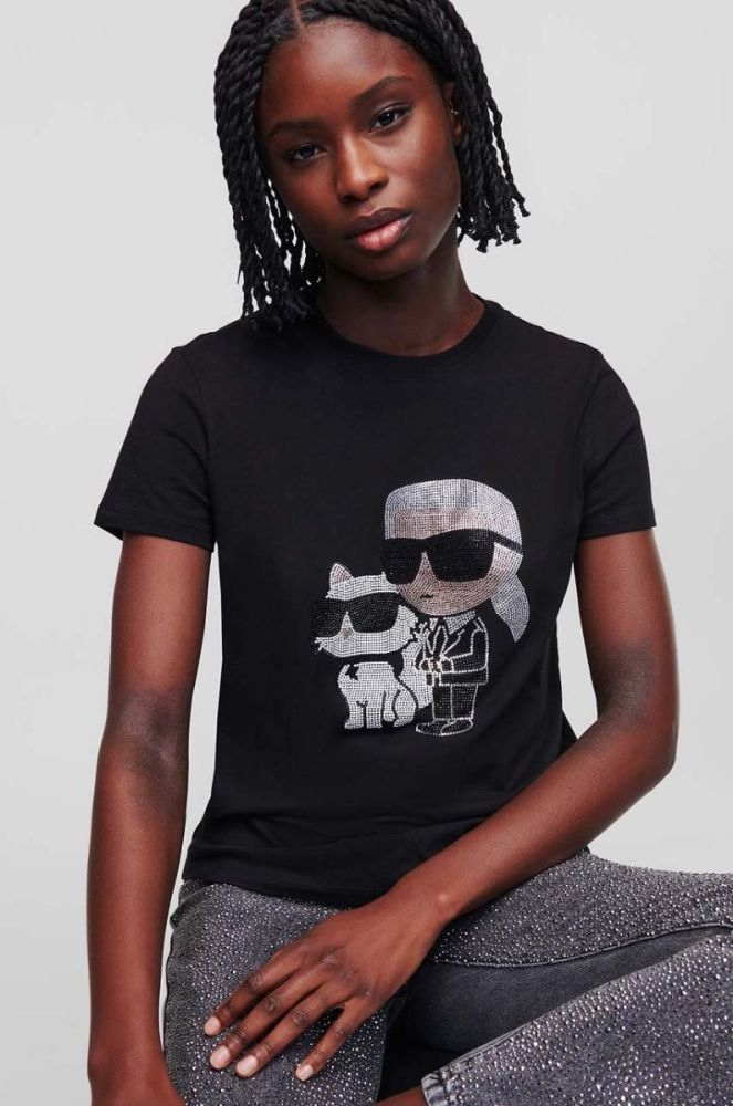 Бавовняна футболка Karl Lagerfeld колір чорний (3376307) фото 4