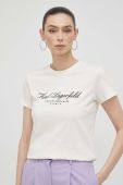 Бавовняна футболка Karl Lagerfeld колір бежевий (3098233)