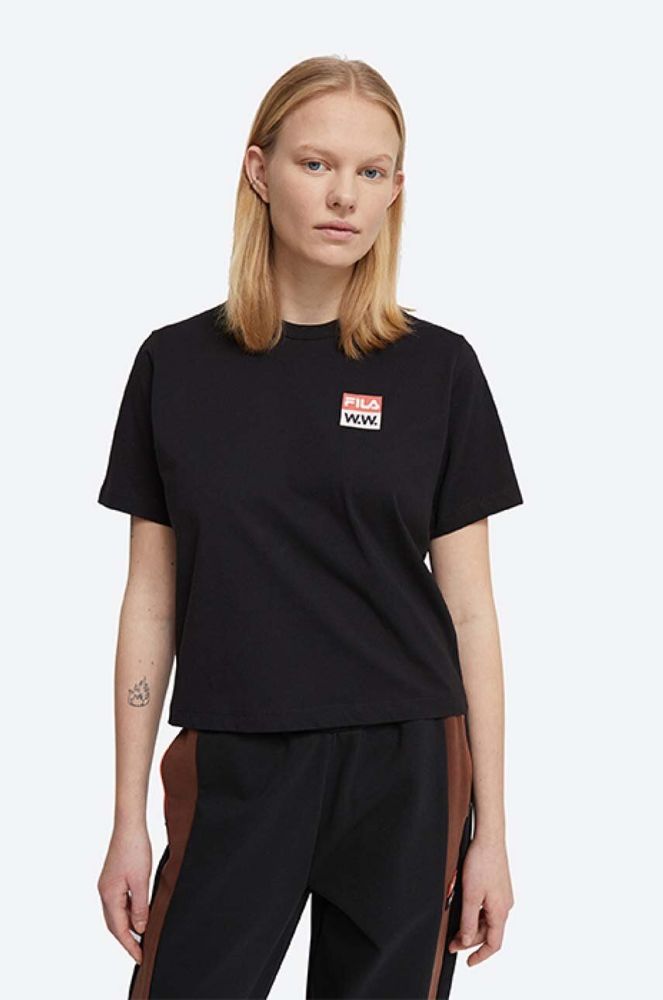 Бавовняна футболка Wood Wood Steffi T-Shirt x Fila колір чорний 688376.A296-BLACK