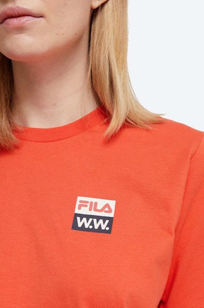 Бавовняна футболка Wood Wood Steffi T-Shirt x Fila колір помаранчевий 688376.B026-ORANGE фото 3