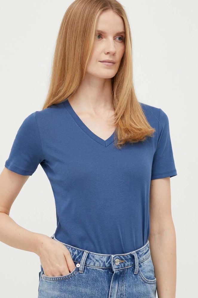Бавовняна футболка United Colors of Benetton колір блакитний (3312694)