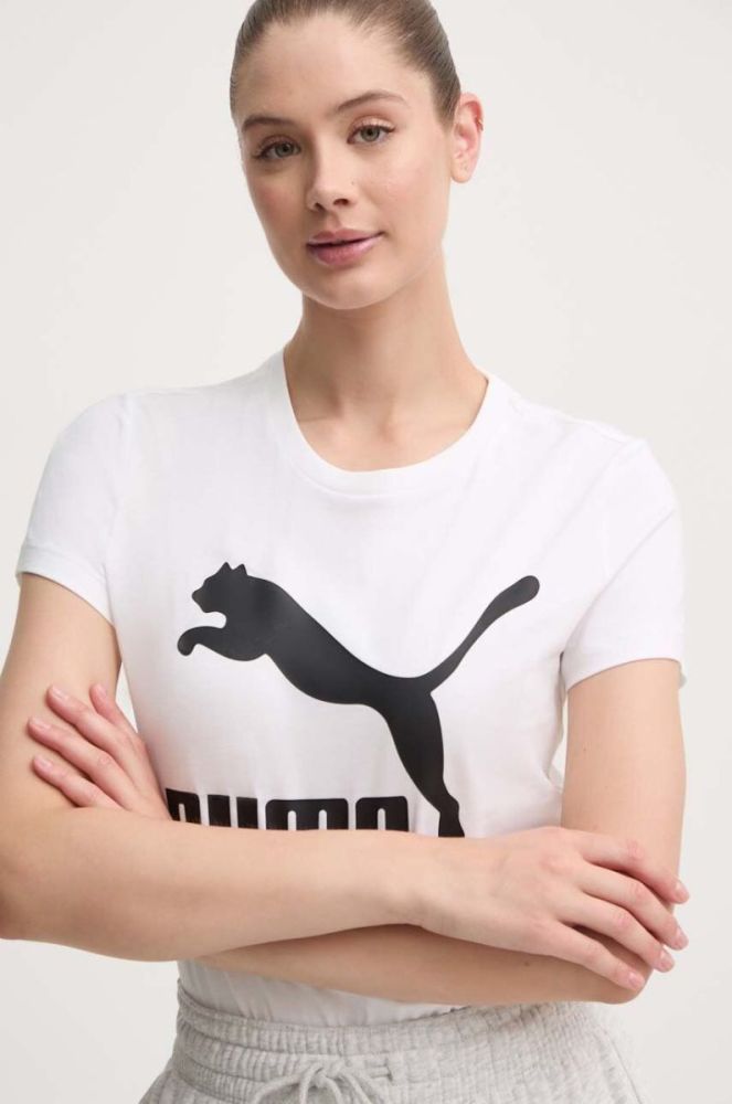 Бавовняна футболка Puma Classic Logo Tee колір білий 530076.02-white фото 4