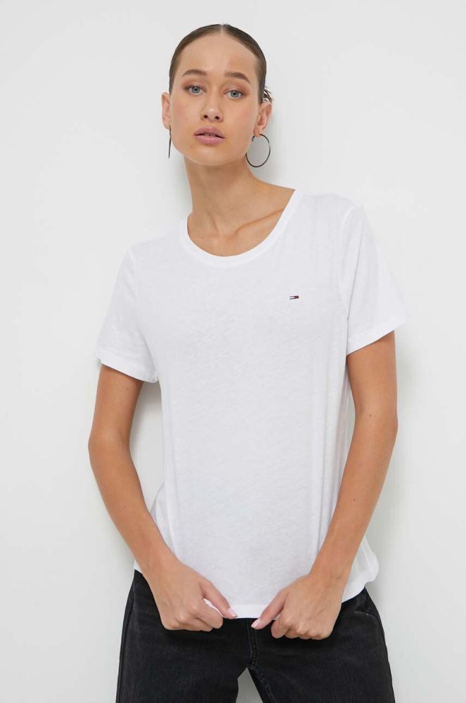 Бавовняна футболка Tommy Jeans жіночий колір білий (3637676)