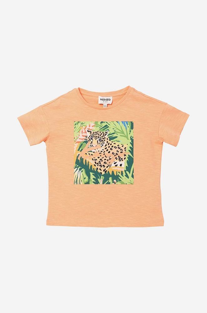 Дитяча бавовняна футболка Kenzo Kids Short Sleeves Tee-Shirt колір помаранчевий