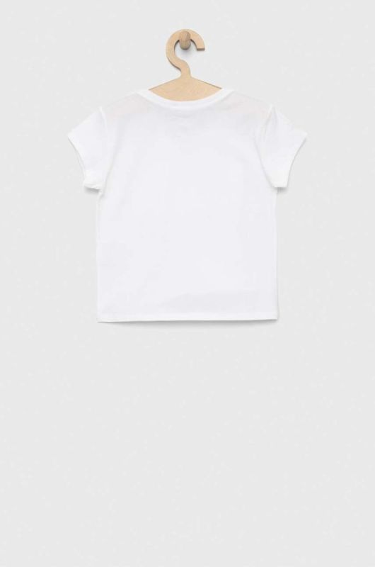 Дитяча бавовняна футболка United Colors of Benetton колір білий однотонний фото 2