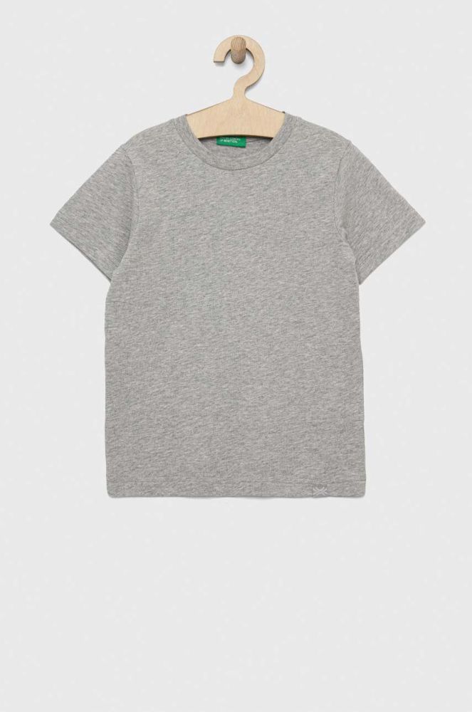 Дитяча бавовняна футболка United Colors of Benetton колір сірий однотонний (3068203)