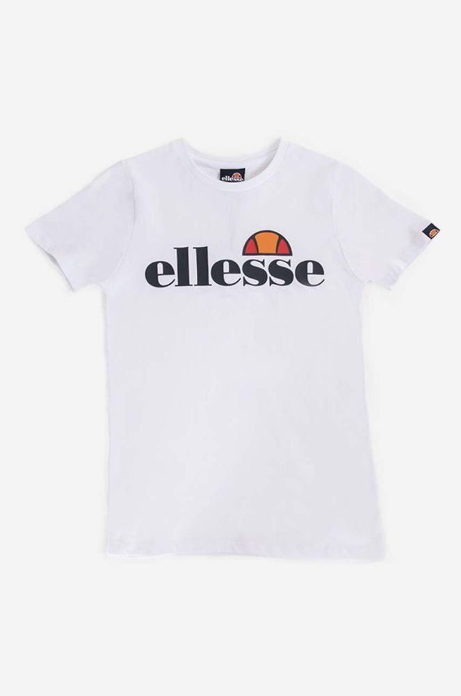 Дитяча бавовняна футболка Ellesse колір білий з принтом