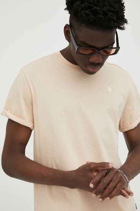 Бавовняна футболка G-Star Raw колір бежевий однотонний (2925093)