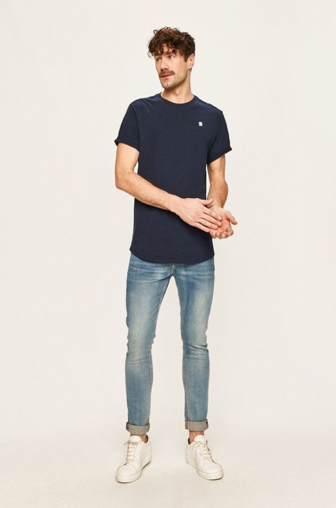 Бавовняна футболка G-Star Raw колір синій однотонний (494702) фото 2
