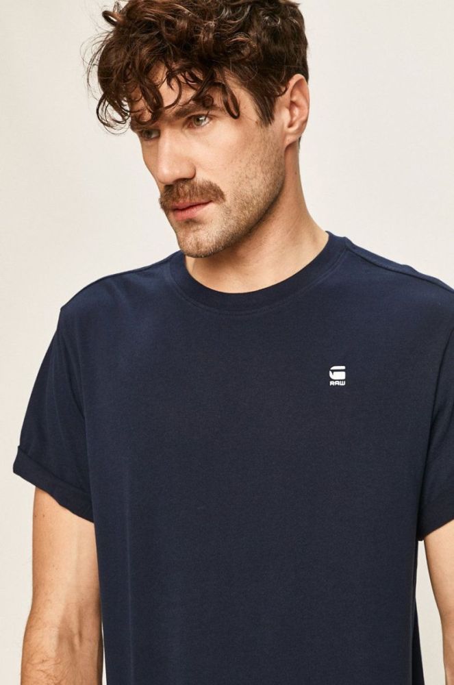 Бавовняна футболка G-Star Raw колір синій однотонний (494702) фото 4