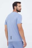 Бавовняна футболка EA7 Emporio Armani з принтом колір блакитний