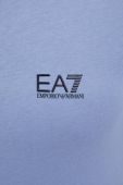 Бавовняна футболка EA7 Emporio Armani з принтом колір блакитний