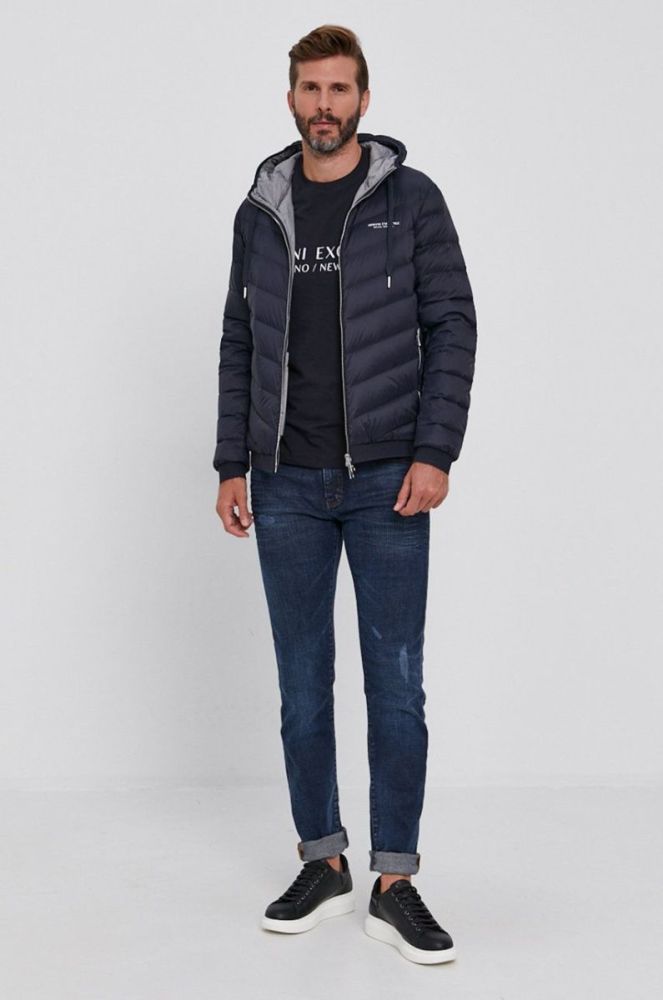 Футболка Armani Exchange чоловіча колір синій з принтом фото 2